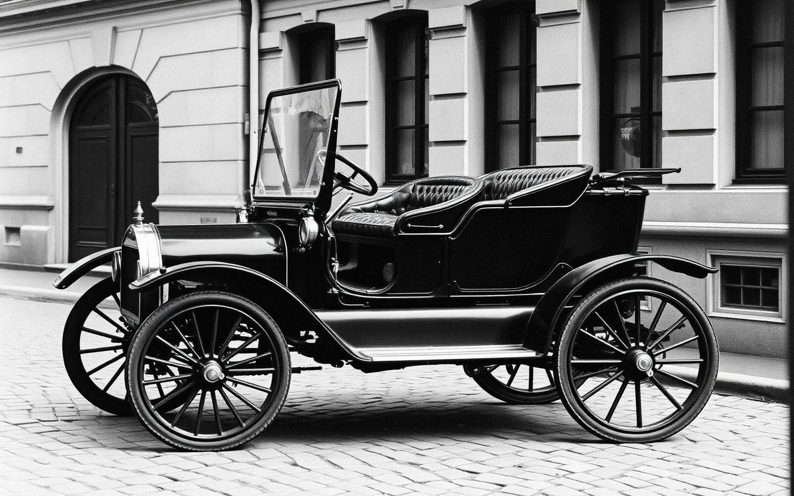 Varhainen 1900-luvun alun auto mukulakivikadulla